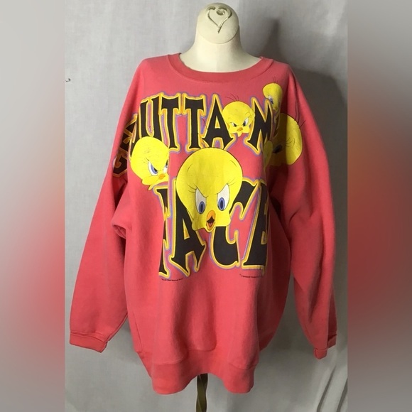 Warner Bros. Jackets & Blazers - Tweety Bird Looney Tunes VTG GET OUT OF MY FACE! Womens Sweater X-Large READ